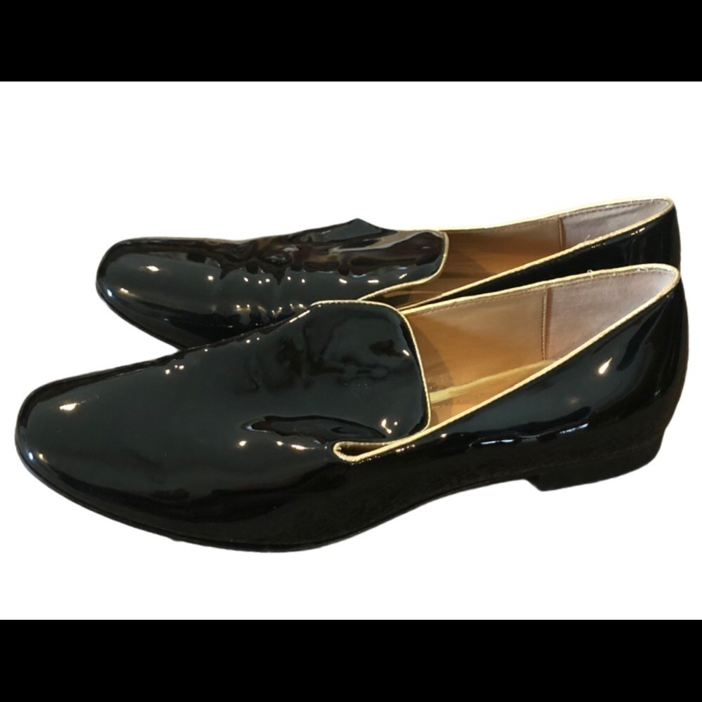 Banana Republic Hello Sole Mate Patent Leather Moc Loafer 8.5 Career Dk Academia